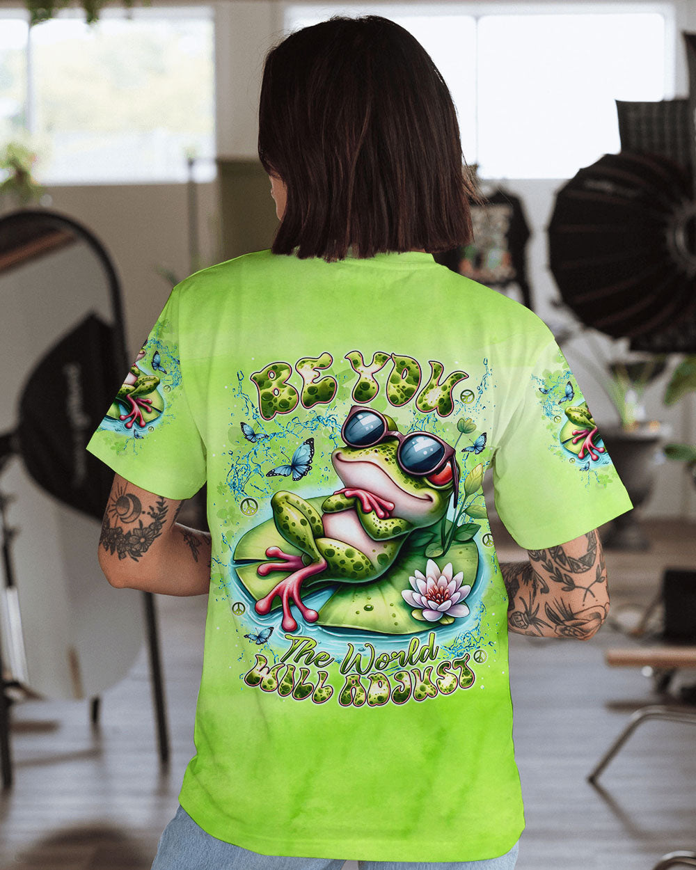 BE YOU THE WORLD WILL ADJUST FROG ALL OVER PRINT - TLNT1408243