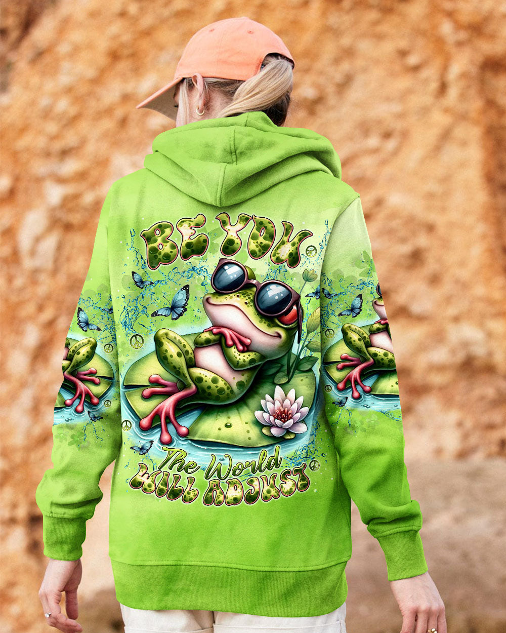 BE YOU THE WORLD WILL ADJUST FROG ALL OVER PRINT - TLNT1408243