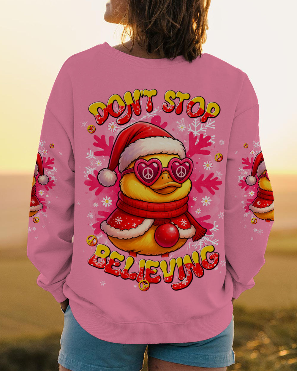 DON'T STOP BELIEVING DUCK CHRISTMAS ALL OVER PRINT - TLNT1410251