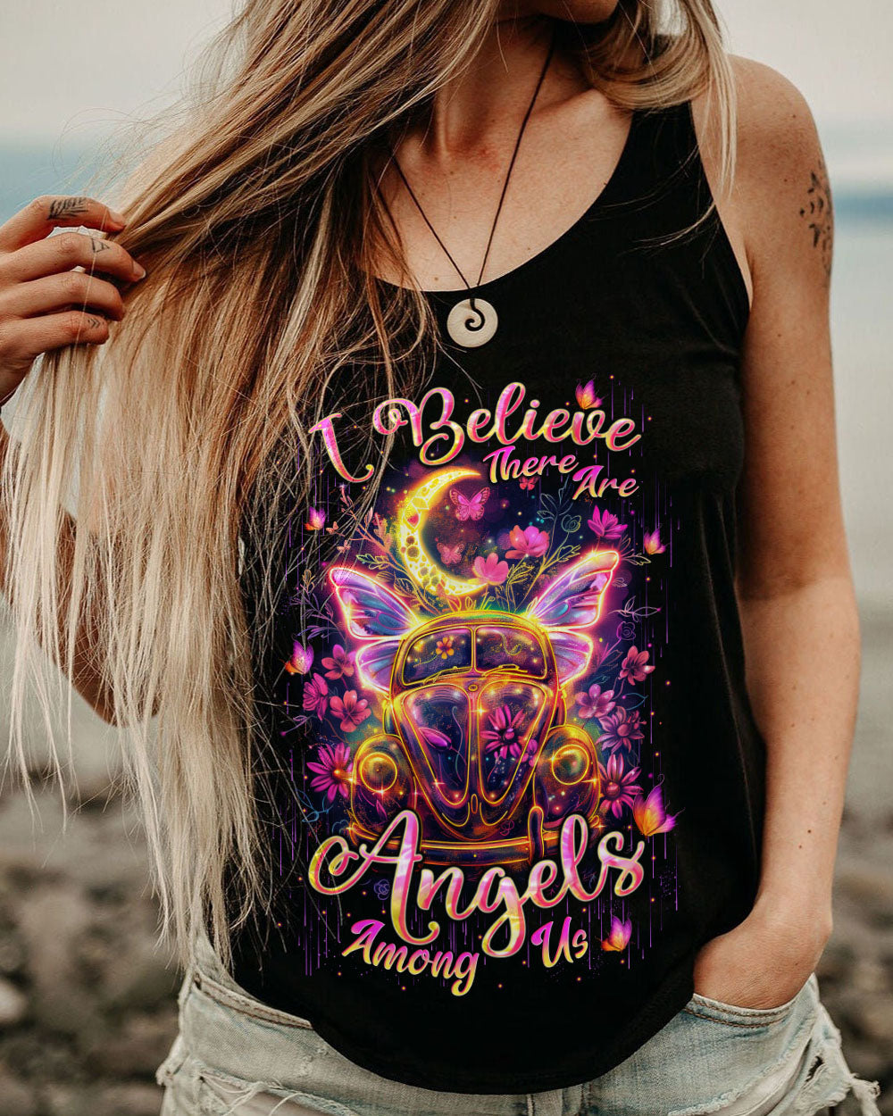 I BELIEVE THERE ARE ANGELS AMONG US CAR ALL OVER PRINT - TLNT1412244