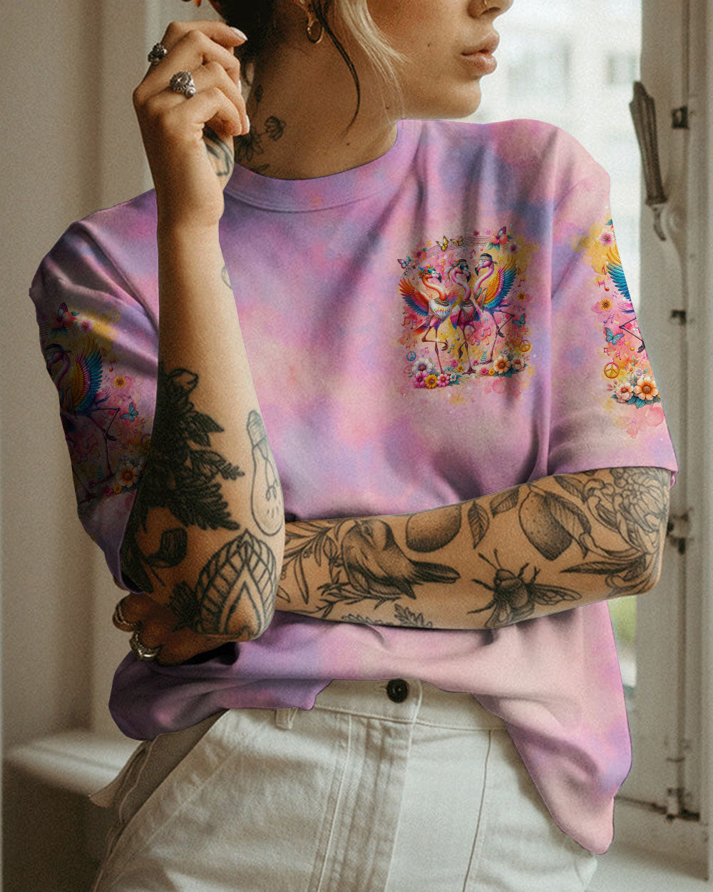 LET'S GO GIRLS FLAMINGO ALL OVER PRINT - TLNT1512233
