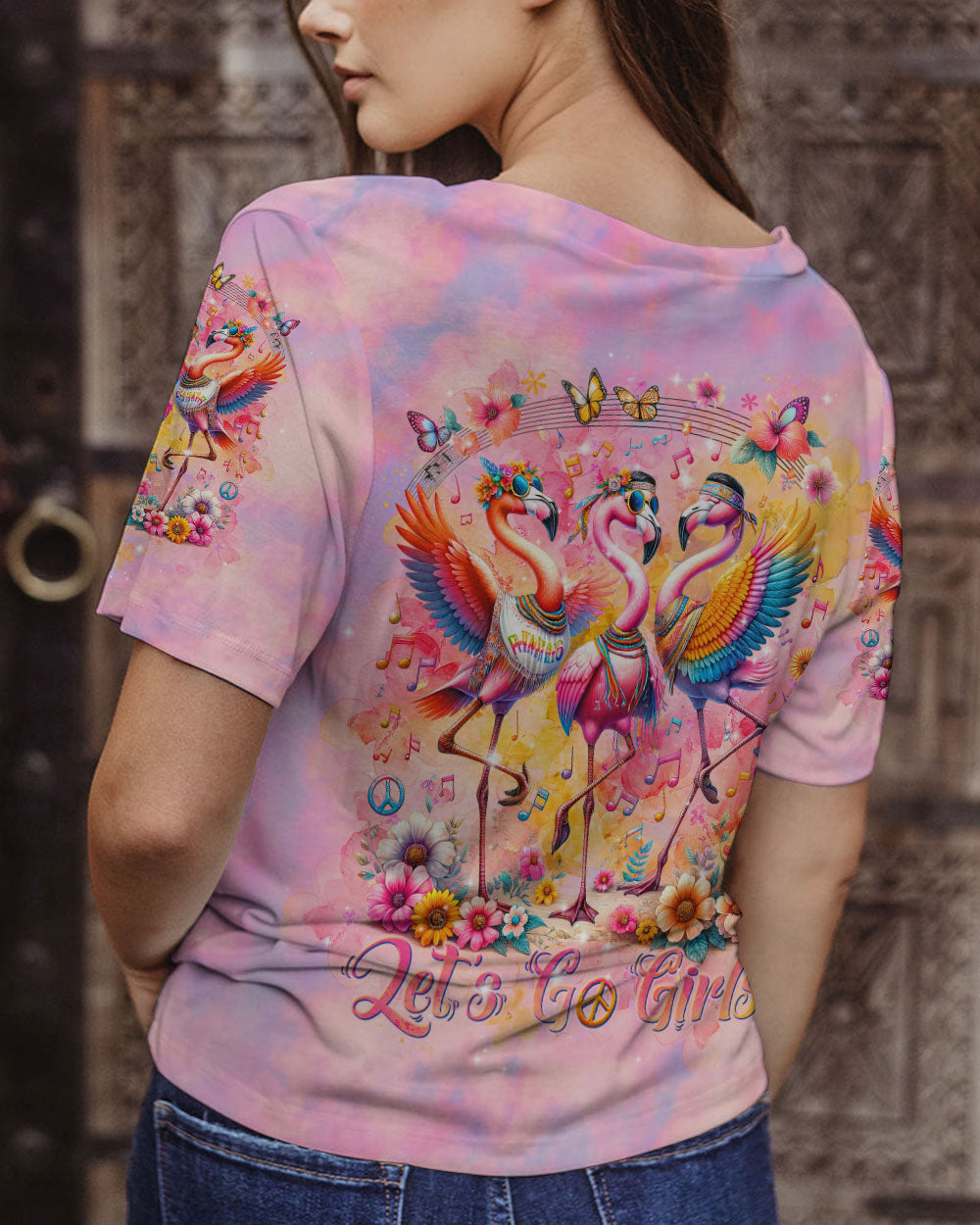 LET'S GO GIRLS FLAMINGO ALL OVER PRINT - TLNT1512233