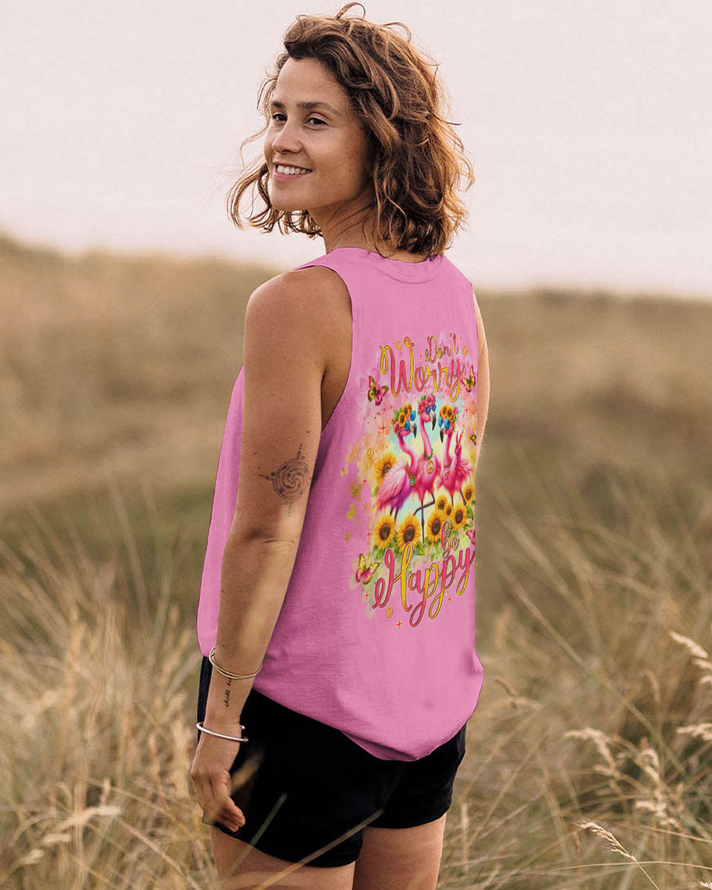 DON'T WORRY BE HAPPY FLAMINGO ALL OVER PRINT - TLNT1605243