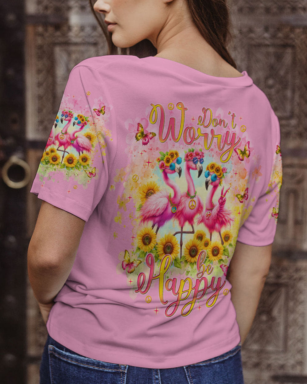 DON'T WORRY BE HAPPY FLAMINGO ALL OVER PRINT - TLNT1605243