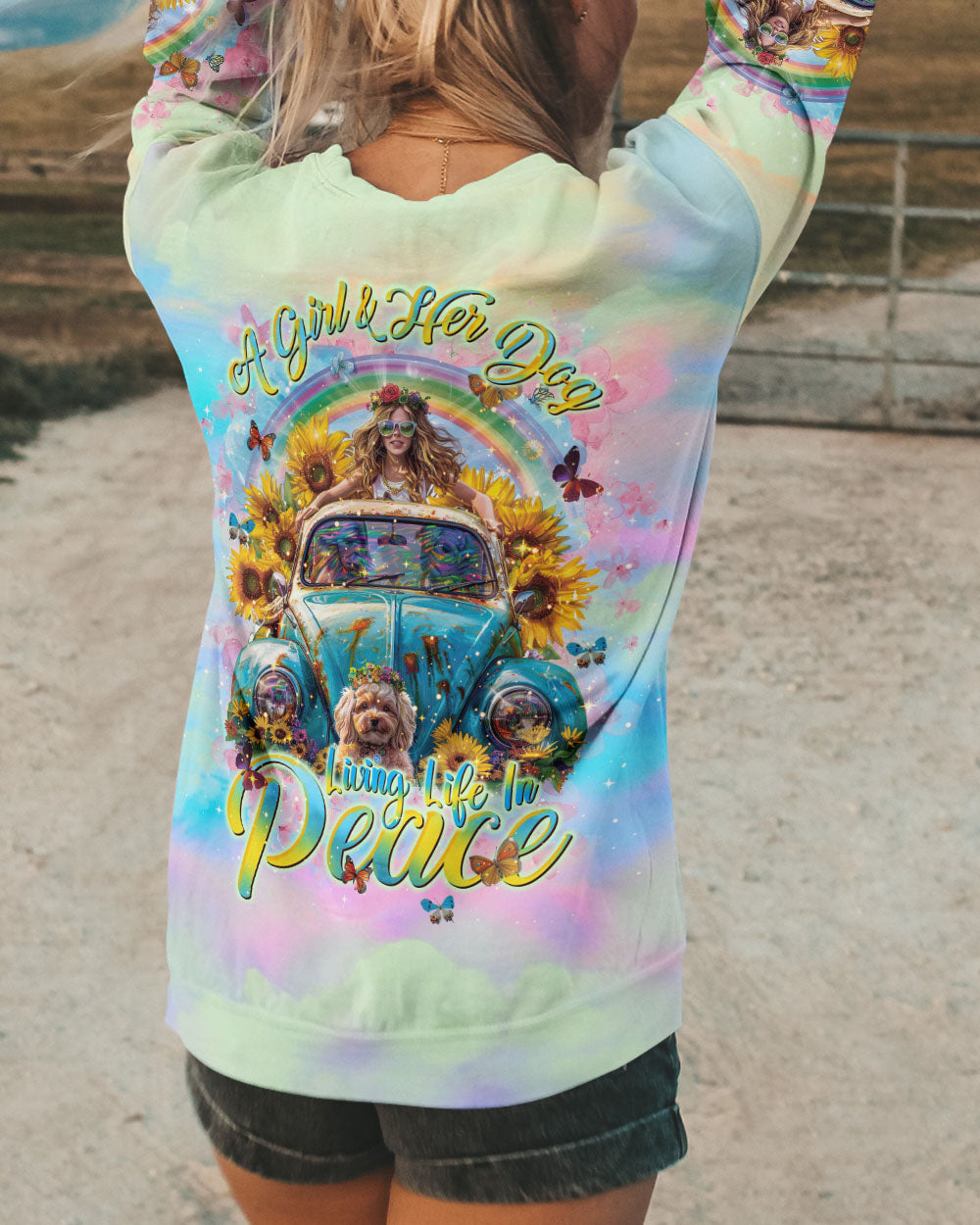 A GIRL AND HER DOG LIVING LIFE IN PEACE POODLE ALL OVER PRINT - TLNT1704245