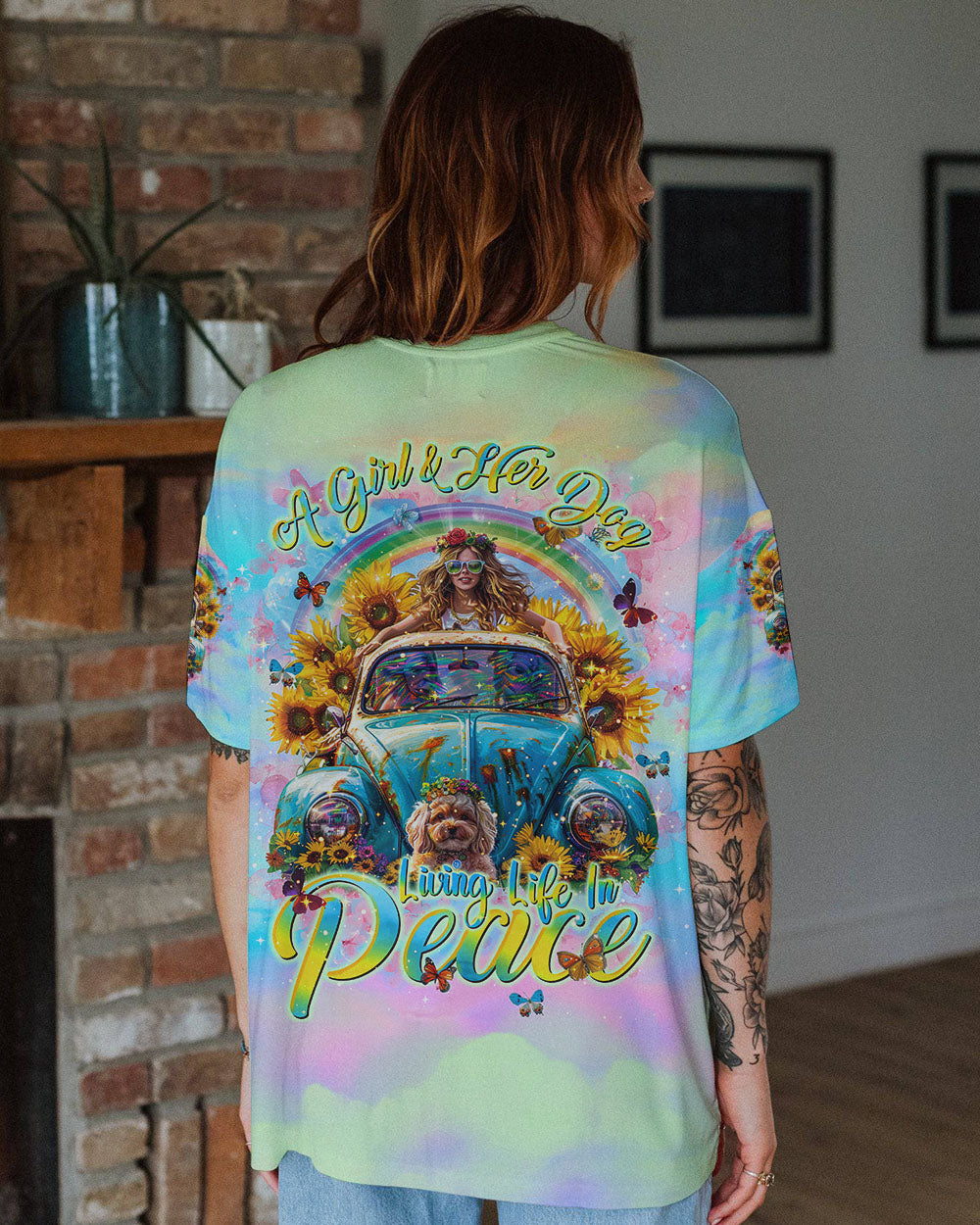 A GIRL AND HER DOG LIVING LIFE IN PEACE POODLE ALL OVER PRINT - TLNT1704245