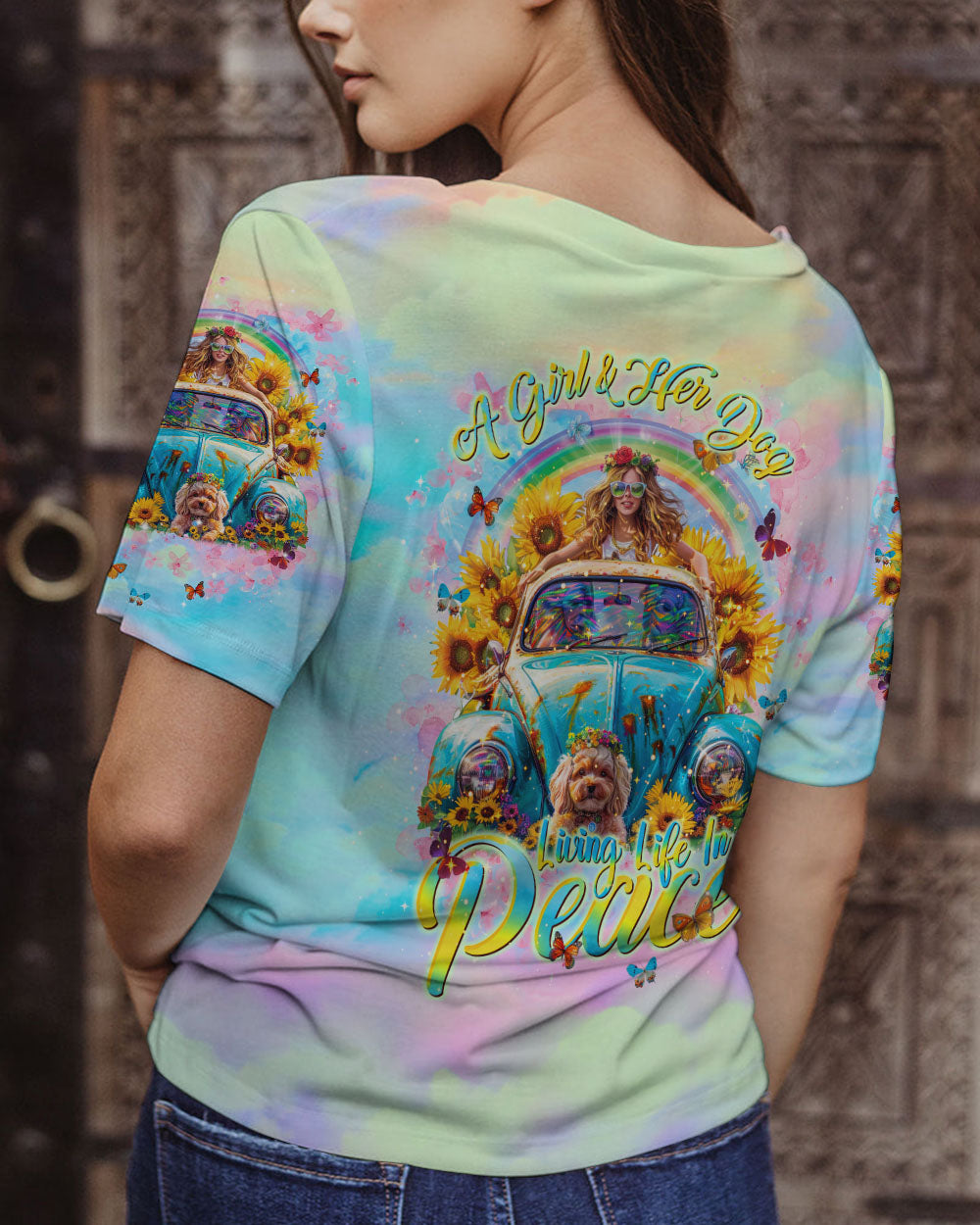 A GIRL AND HER DOG LIVING LIFE IN PEACE POODLE ALL OVER PRINT - TLNT1704245
