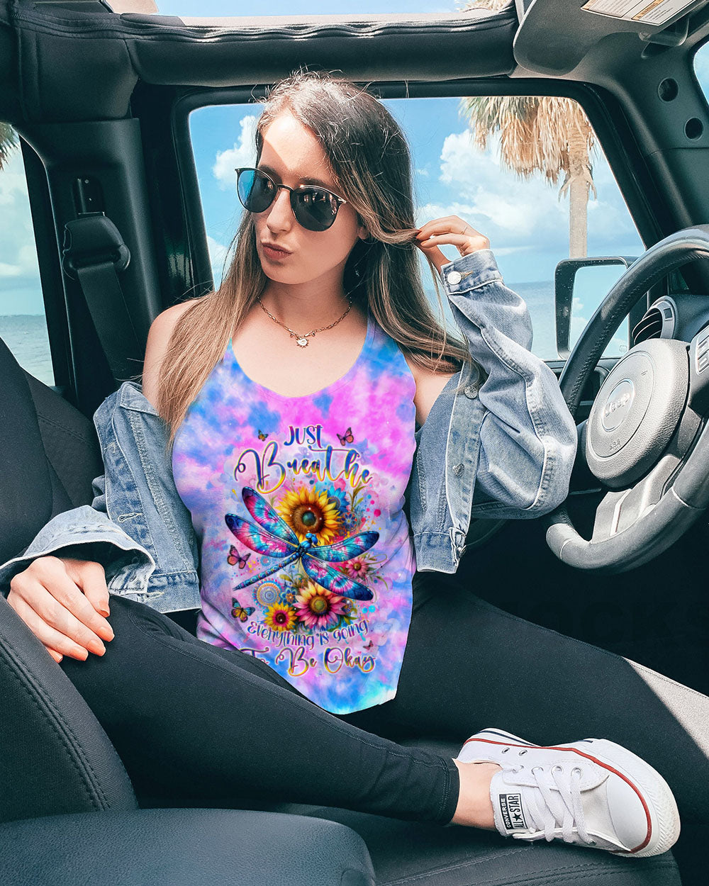 JUST BREATHE DRAGONFLY TIE DYE ALL OVER PRINT - TLNT1901241