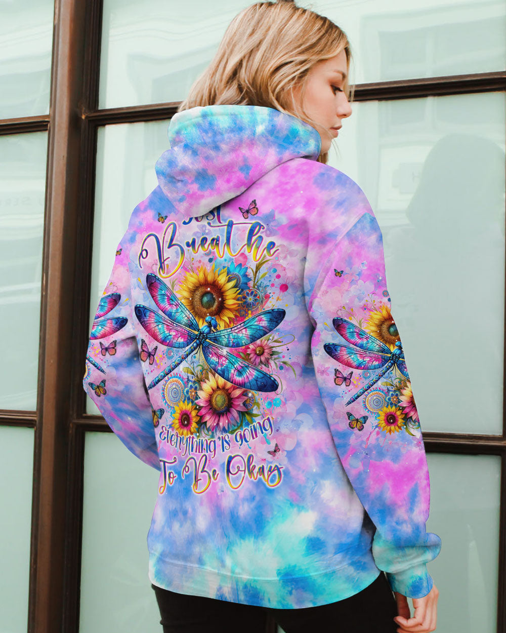 JUST BREATHE DRAGONFLY TIE DYE ALL OVER PRINT - TLNT1901241