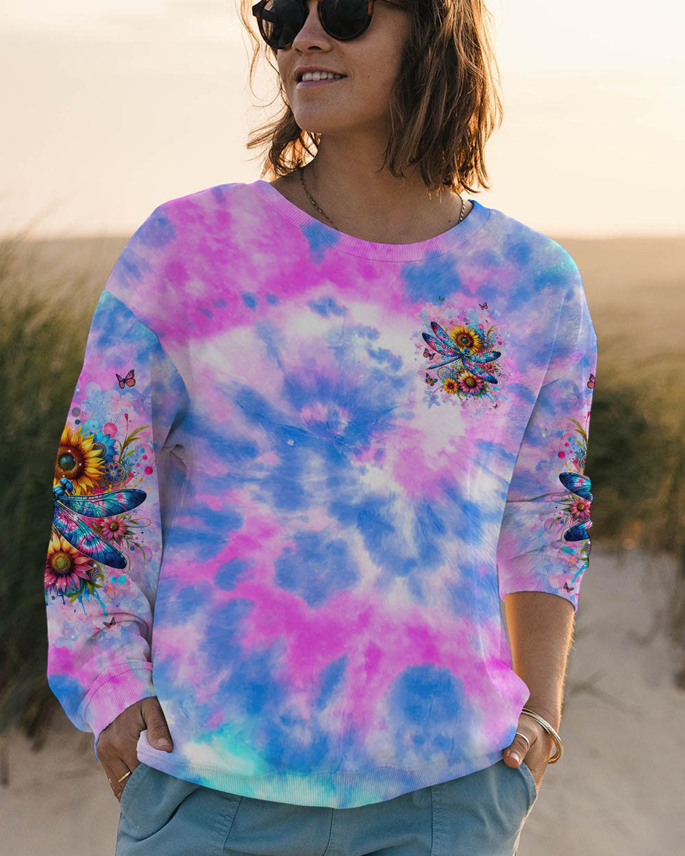 JUST BREATHE DRAGONFLY TIE DYE ALL OVER PRINT - TLNT1901241
