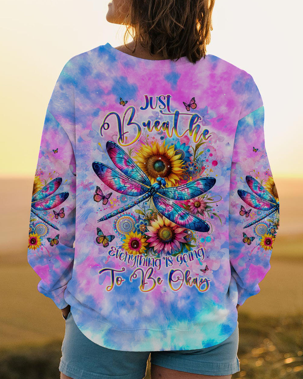JUST BREATHE DRAGONFLY TIE DYE ALL OVER PRINT - TLNT1901241