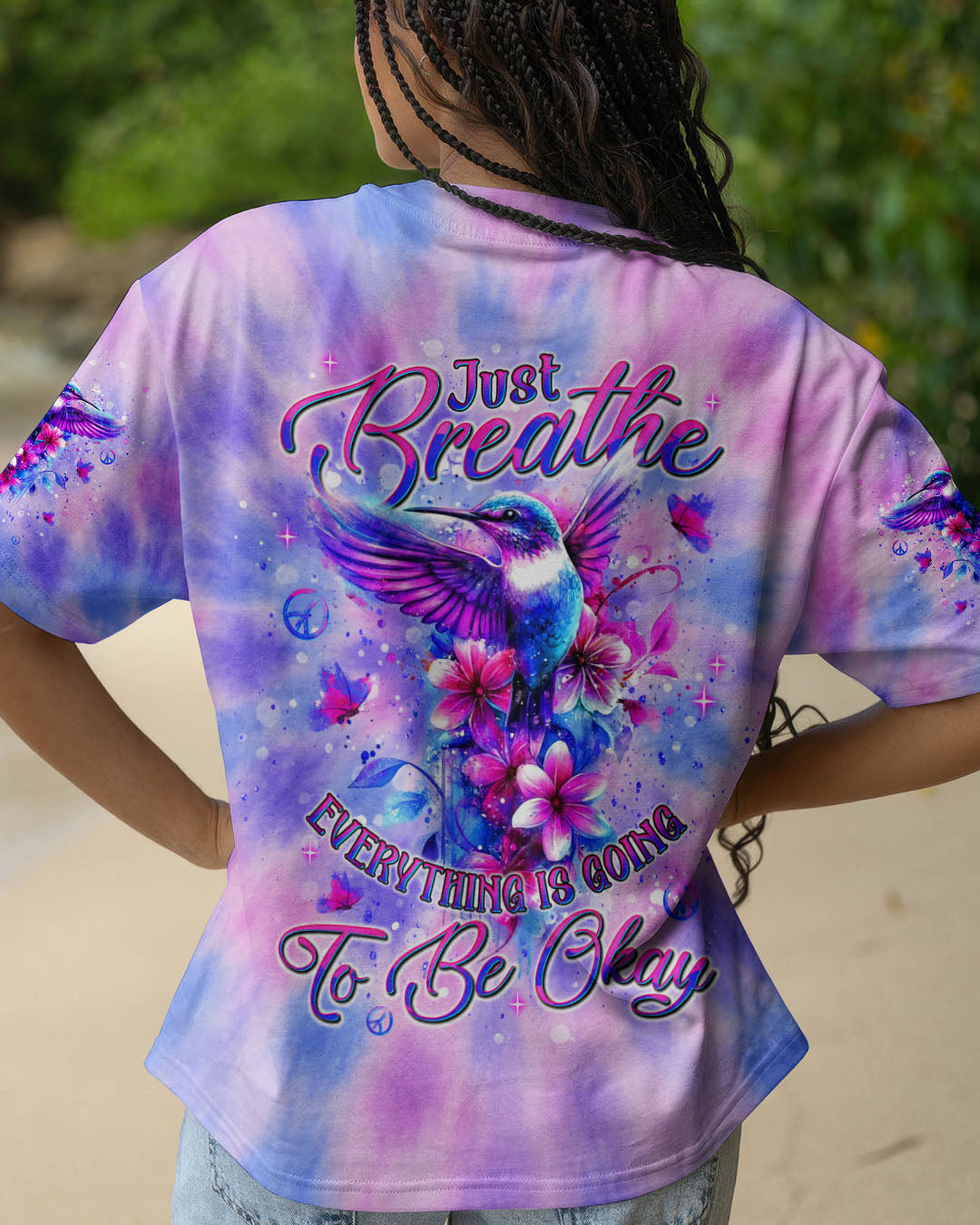 JUST BREATHE HUMMINGBIRD TIE DYE  ALL OVER PRINT  - TLNT1905253