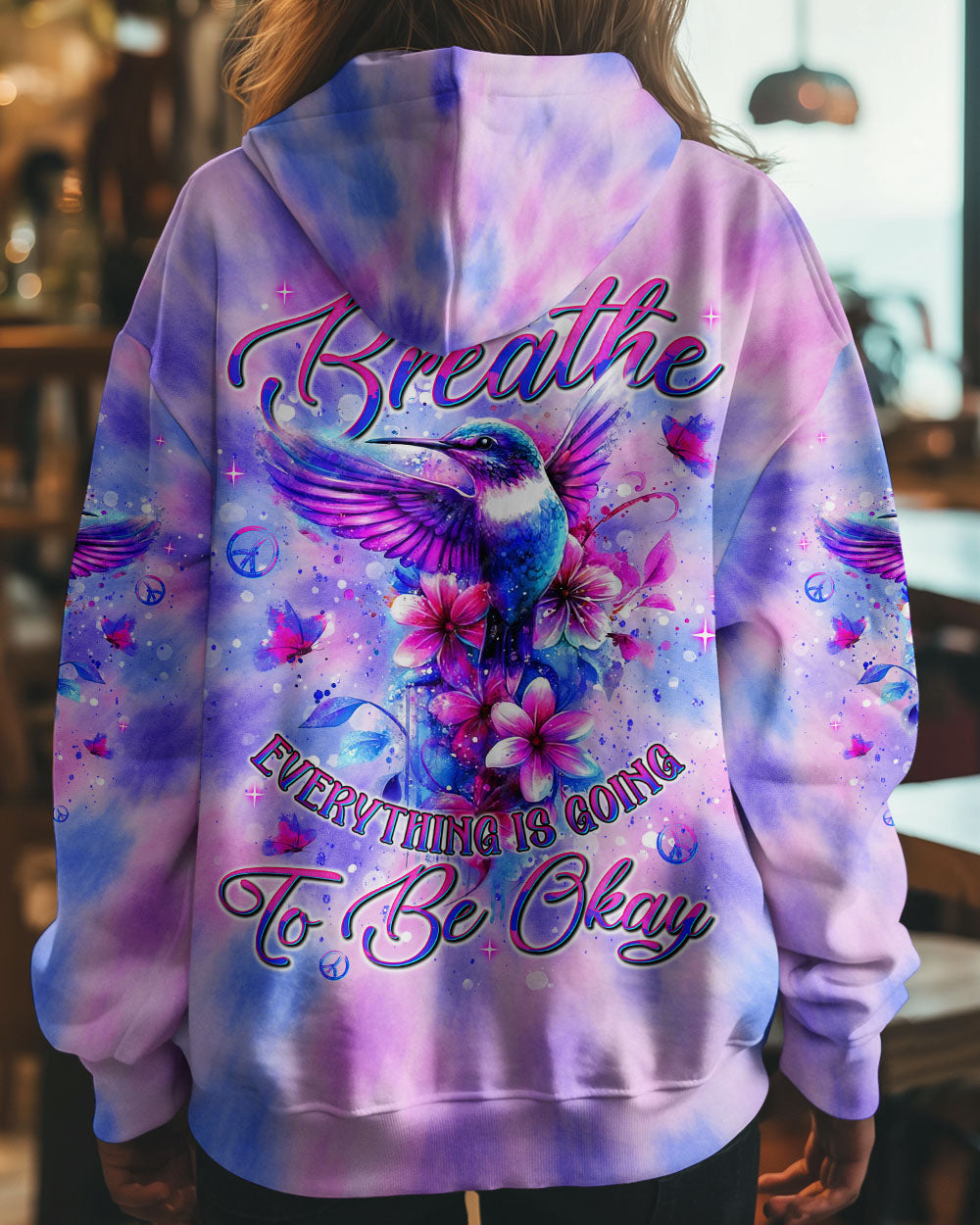 JUST BREATHE HUMMINGBIRD TIE DYE  ALL OVER PRINT  - TLNT1905253