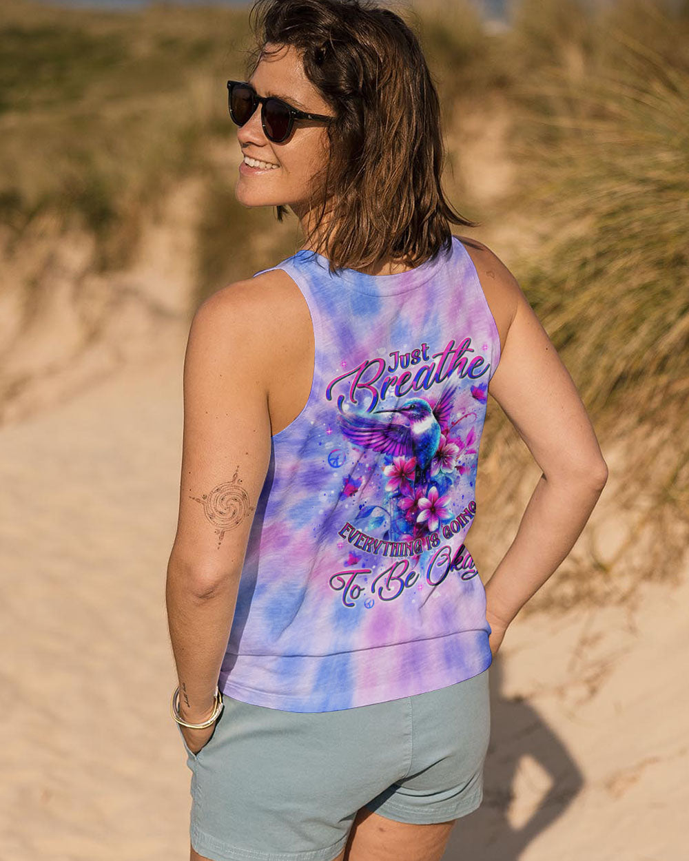 JUST BREATHE HUMMINGBIRD TIE DYE  ALL OVER PRINT  - TLNT1905253
