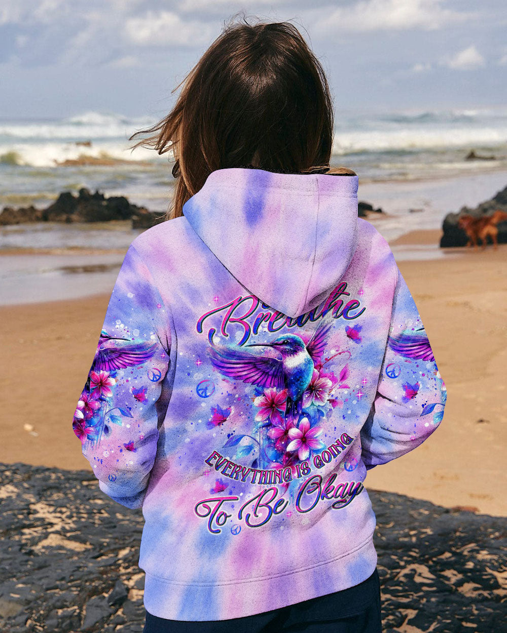 JUST BREATHE HUMMINGBIRD TIE DYE  ALL OVER PRINT  - TLNT1905253