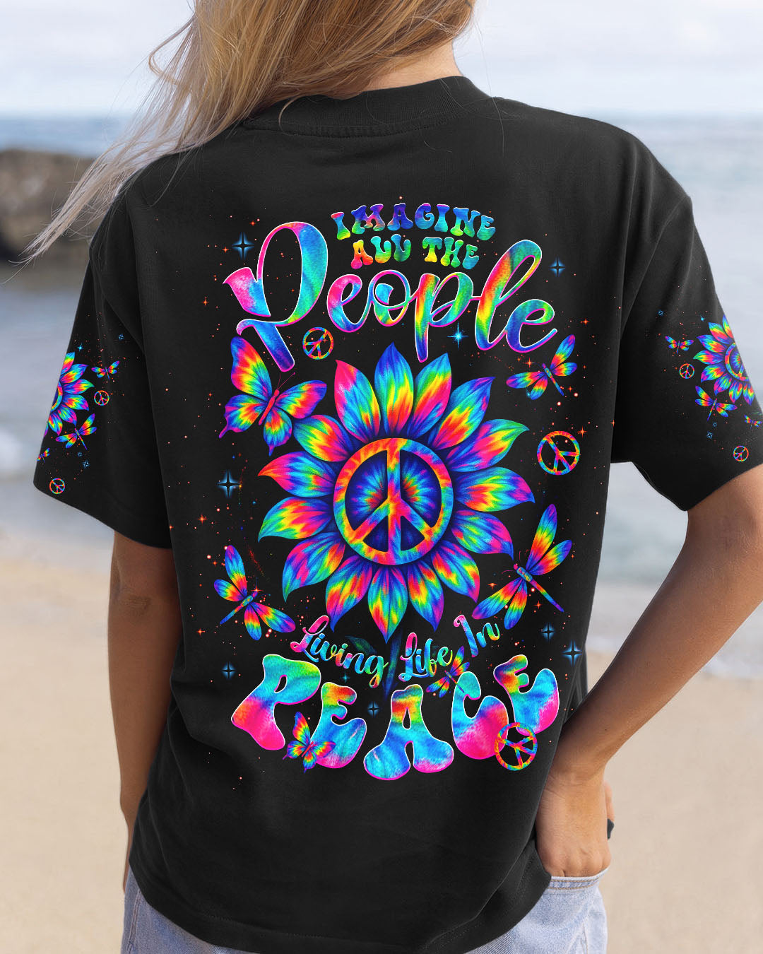 IMAGINE ALL THE PEOPLE LIVING LIFE IN PEACE TIE DYE ALL OVER PRINT  - TLNT2205253