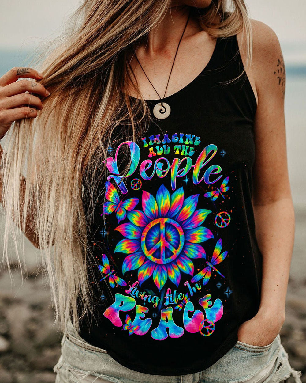 IMAGINE ALL THE PEOPLE LIVING LIFE IN PEACE TIE DYE ALL OVER PRINT  - TLNT2205253