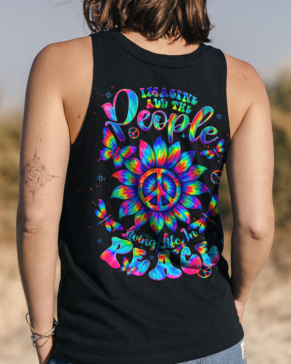 IMAGINE ALL THE PEOPLE LIVING LIFE IN PEACE TIE DYE ALL OVER PRINT  - TLNT2205253