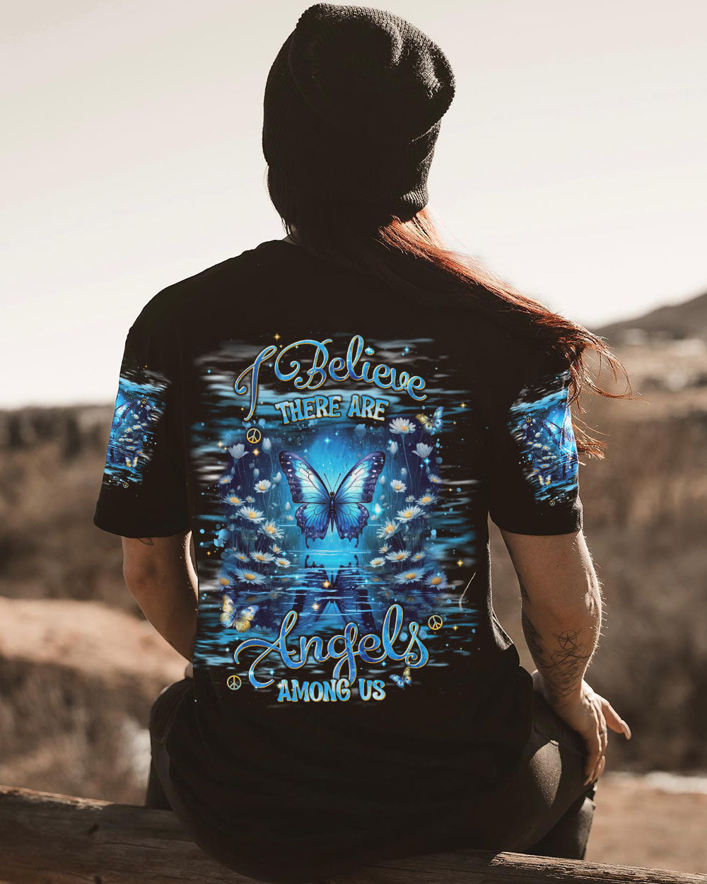 I BELIEVE THERE ARE ANGELS AMONG US BUTTERFLY ALL OVER PRINT - TLNT2301241