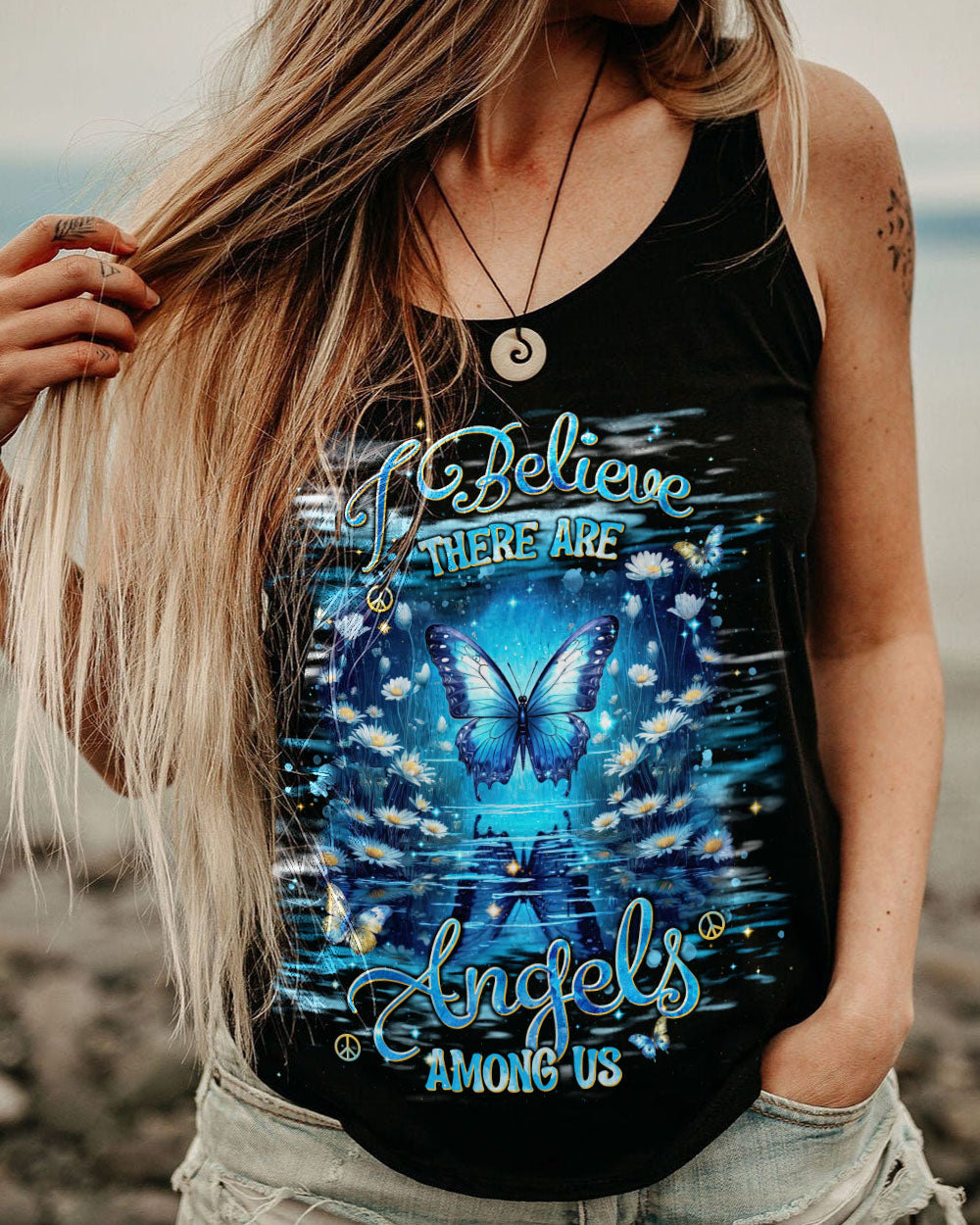 I BELIEVE THERE ARE ANGELS AMONG US BUTTERFLY ALL OVER PRINT - TLNT2301241