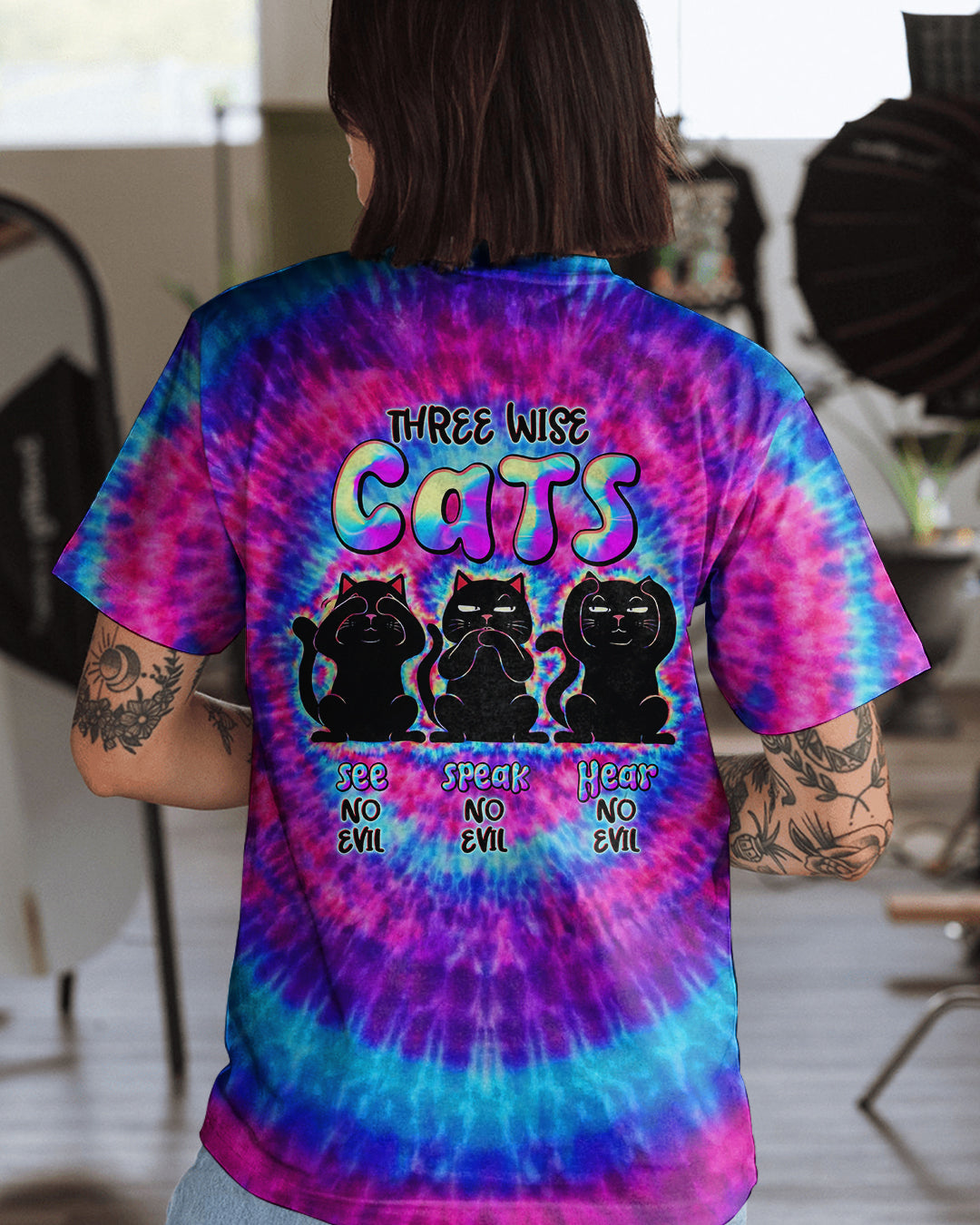 THREE WISE CATS SWIRL ALL OVER PRINT  - TLNT2301261