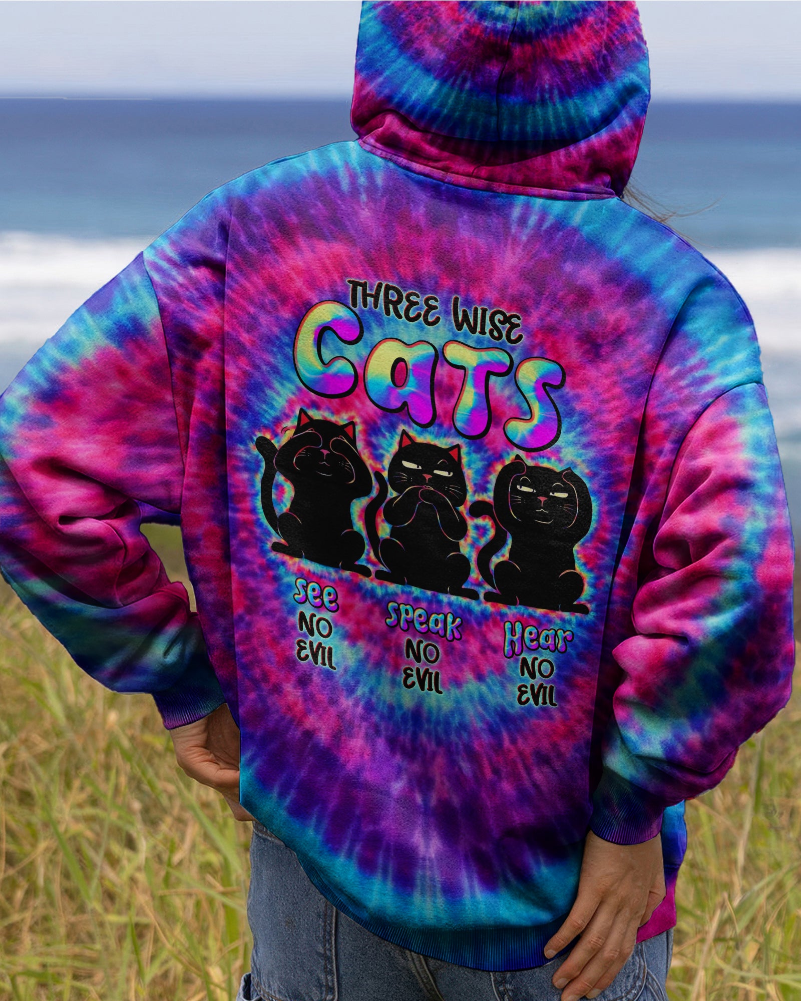 THREE WISE CATS SWIRL ALL OVER PRINT  - TLNT2301261