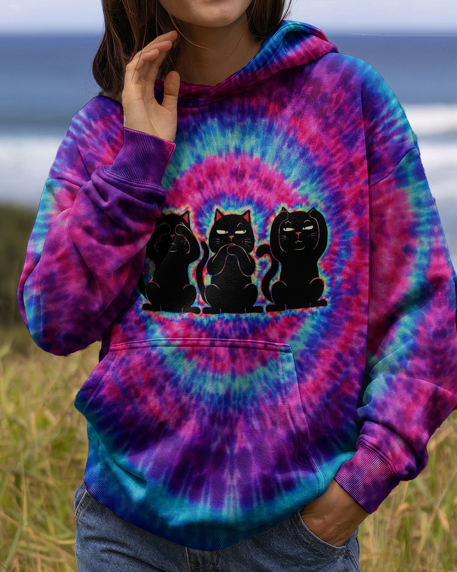 THREE WISE CATS SWIRL ALL OVER PRINT  - TLNT2301261