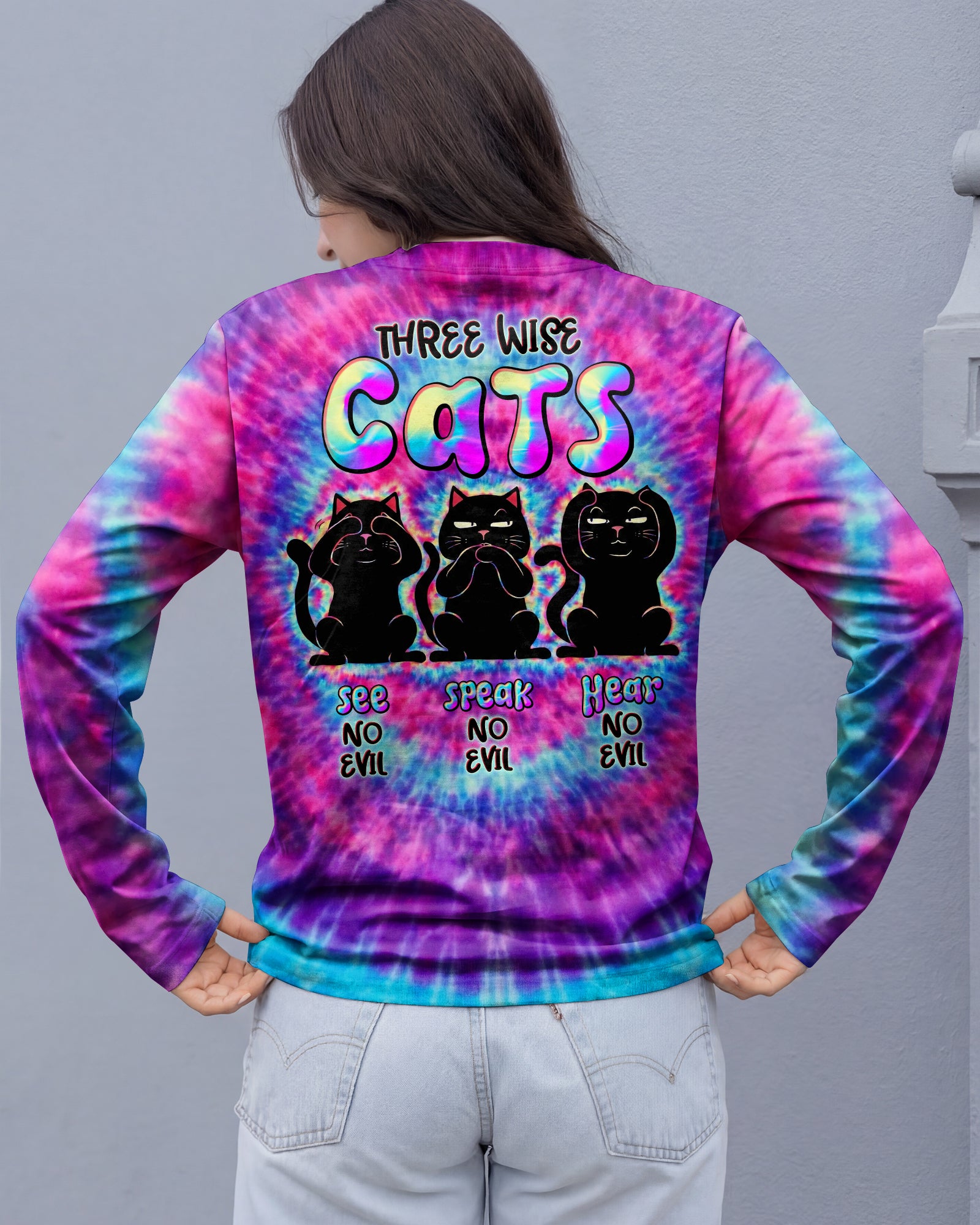 THREE WISE CATS SWIRL ALL OVER PRINT  - TLNT2301261