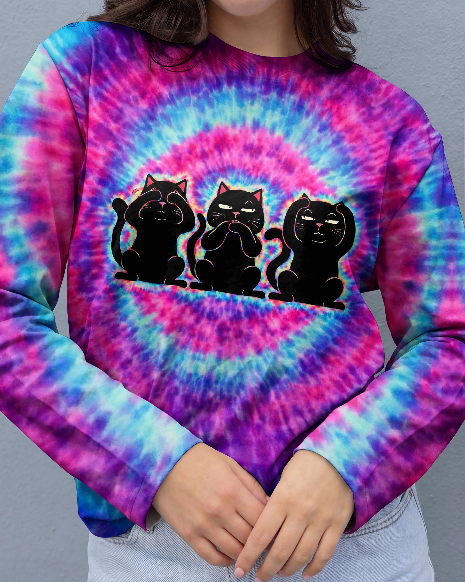 THREE WISE CATS SWIRL ALL OVER PRINT  - TLNT2301261