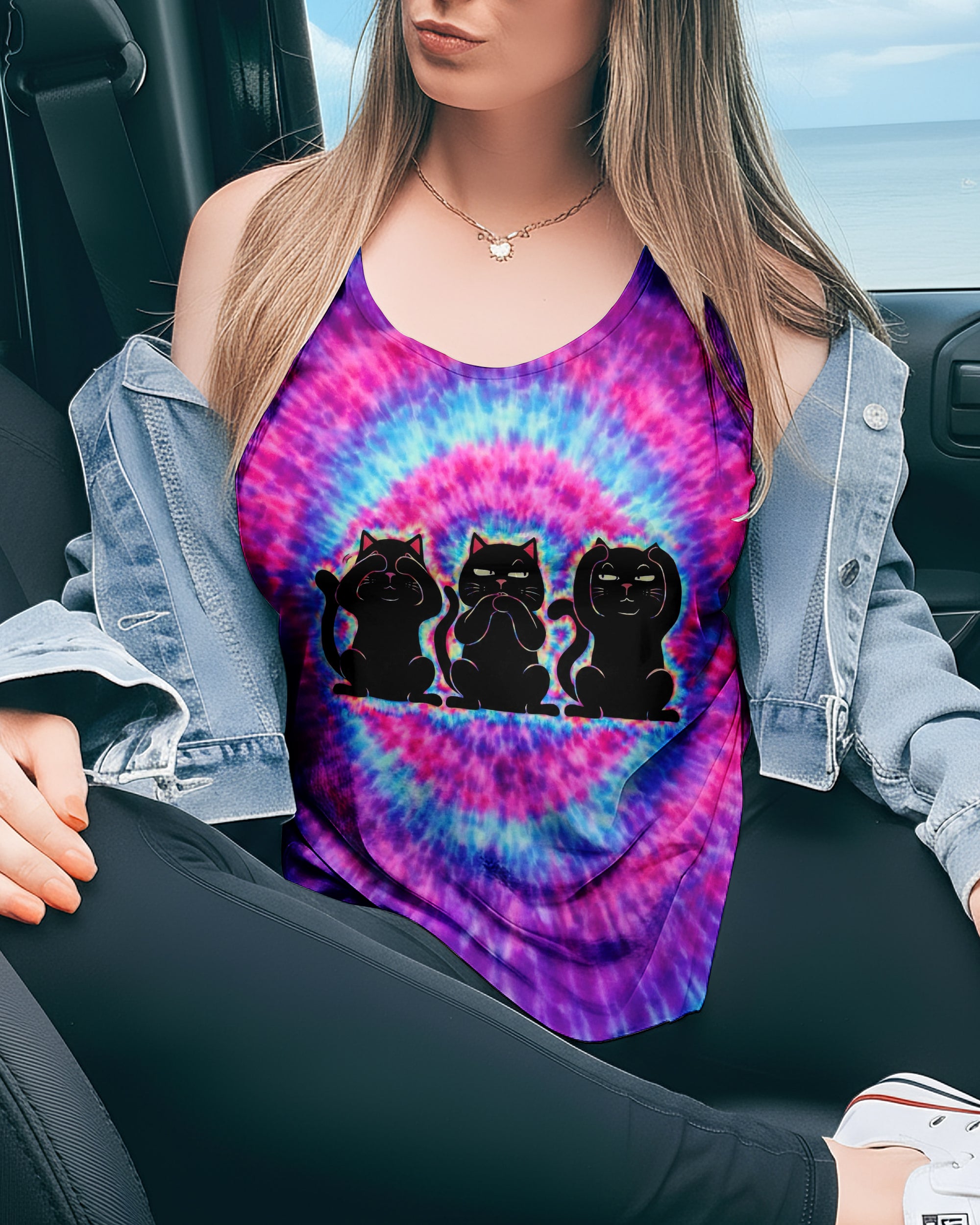 THREE WISE CATS SWIRL ALL OVER PRINT  - TLNT2301261