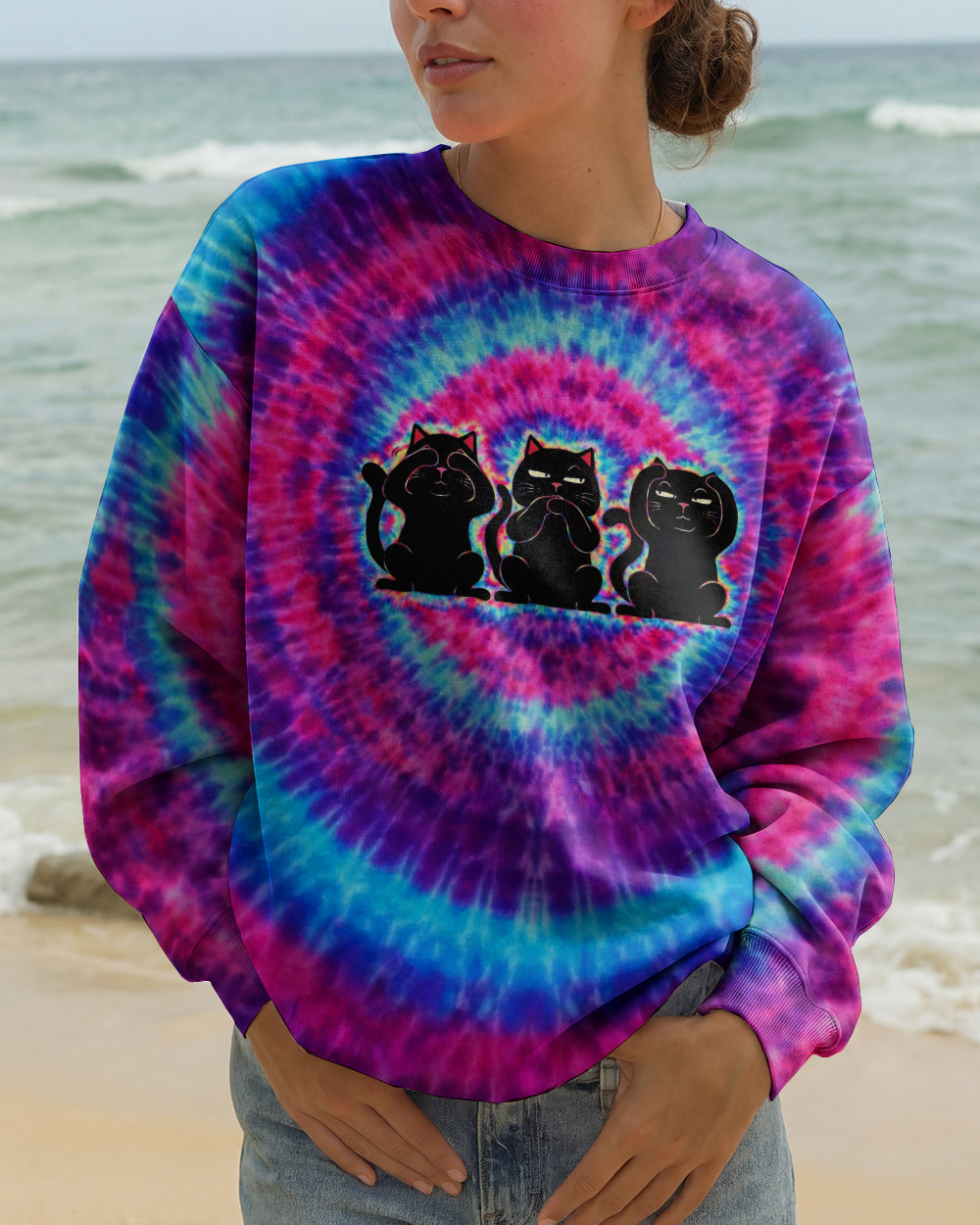 THREE WISE CATS SWIRL ALL OVER PRINT  - TLNT2301261