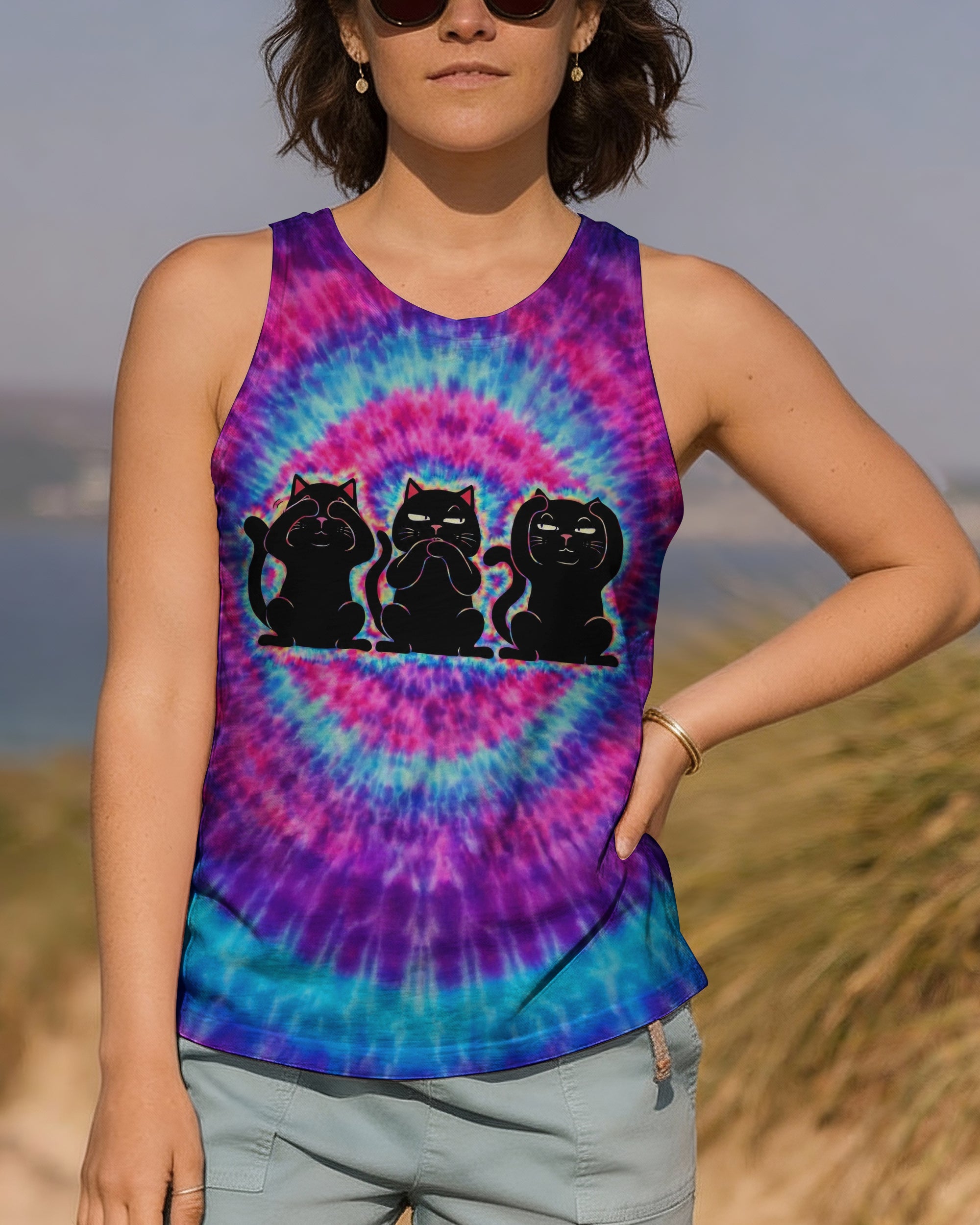 THREE WISE CATS SWIRL ALL OVER PRINT  - TLNT2301261