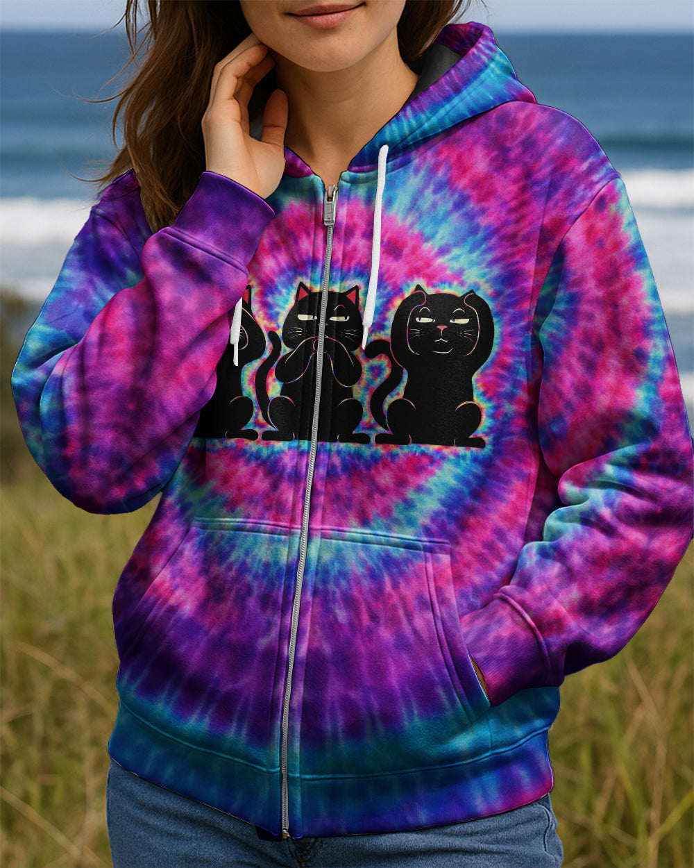 THREE WISE CATS SWIRL ALL OVER PRINT  - TLNT2301261