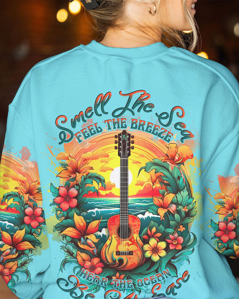 SMELL THE SEA FEEL THE BREEZE GUITAR ALL OVER PRINT - TLNT2306234