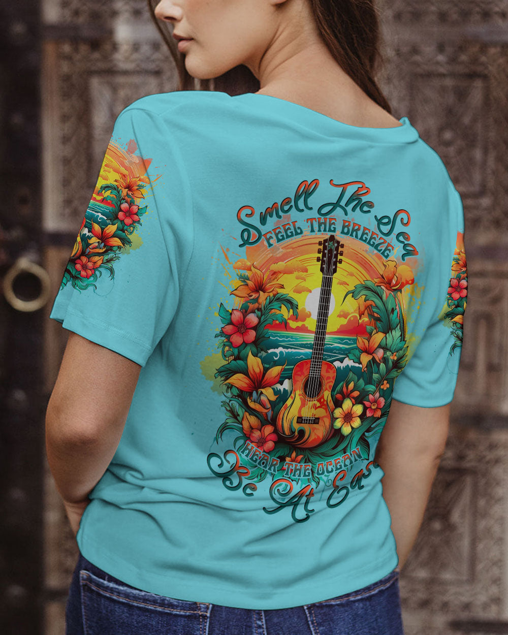 SMELL THE SEA FEEL THE BREEZE GUITAR ALL OVER PRINT - TLNT2306234