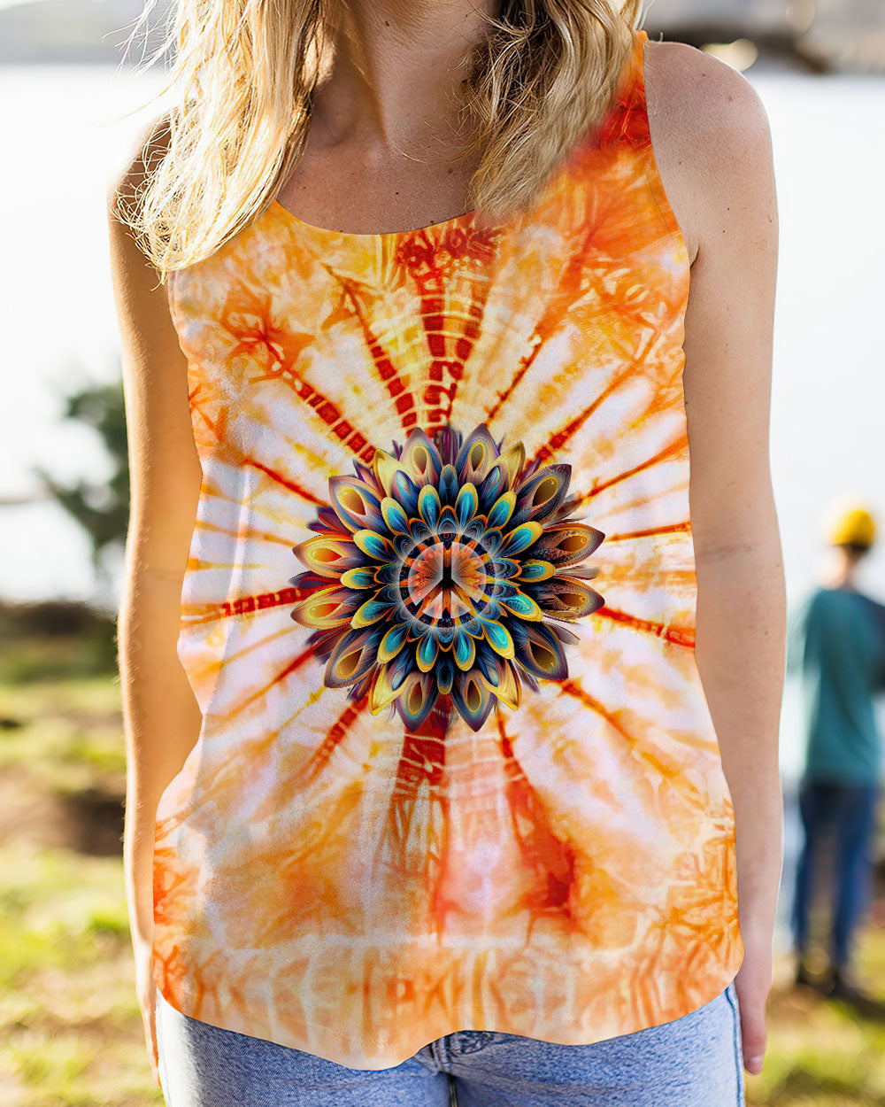 PEACE Y'ALL FLOWER TIE DYE ALL OVER PRINT - TLNT2306235