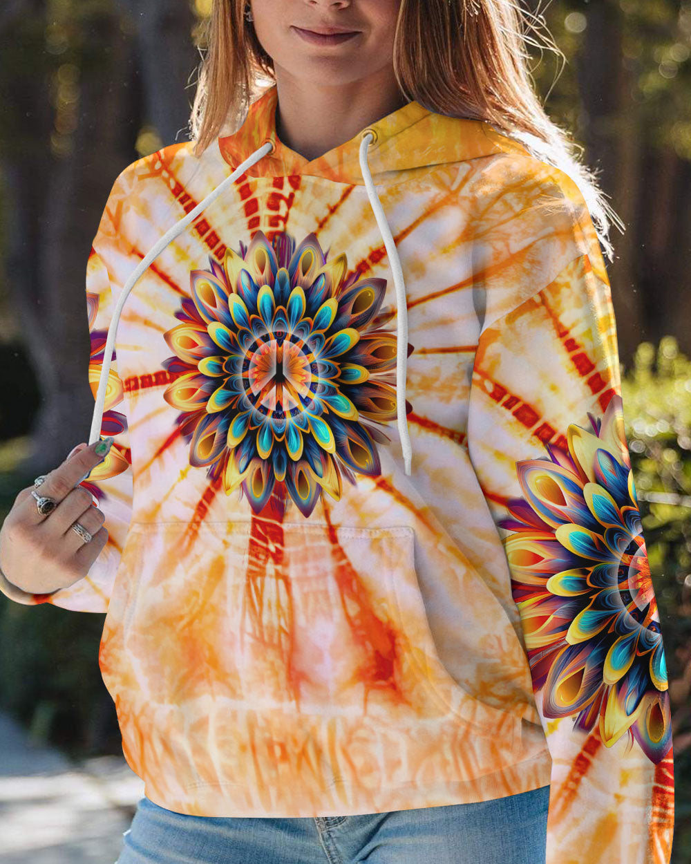 PEACE Y'ALL FLOWER TIE DYE ALL OVER PRINT - TLNT2306235