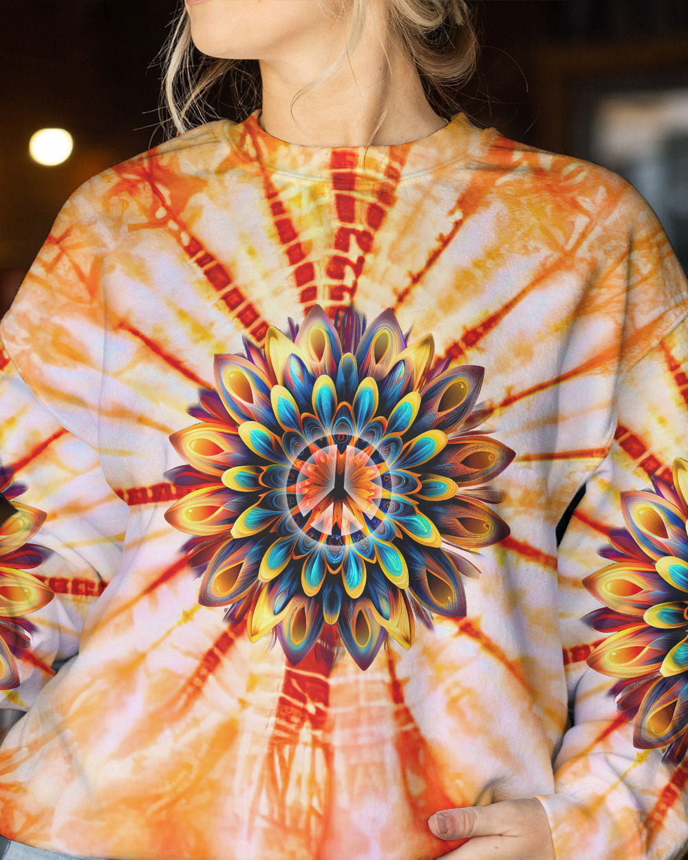 PEACE Y'ALL FLOWER TIE DYE ALL OVER PRINT - TLNT2306235