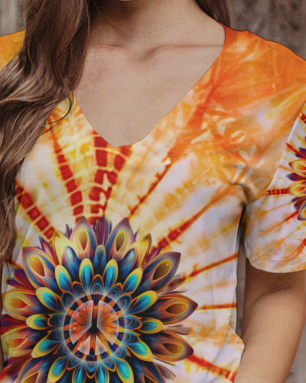 PEACE Y'ALL FLOWER TIE DYE ALL OVER PRINT - TLNT2306235