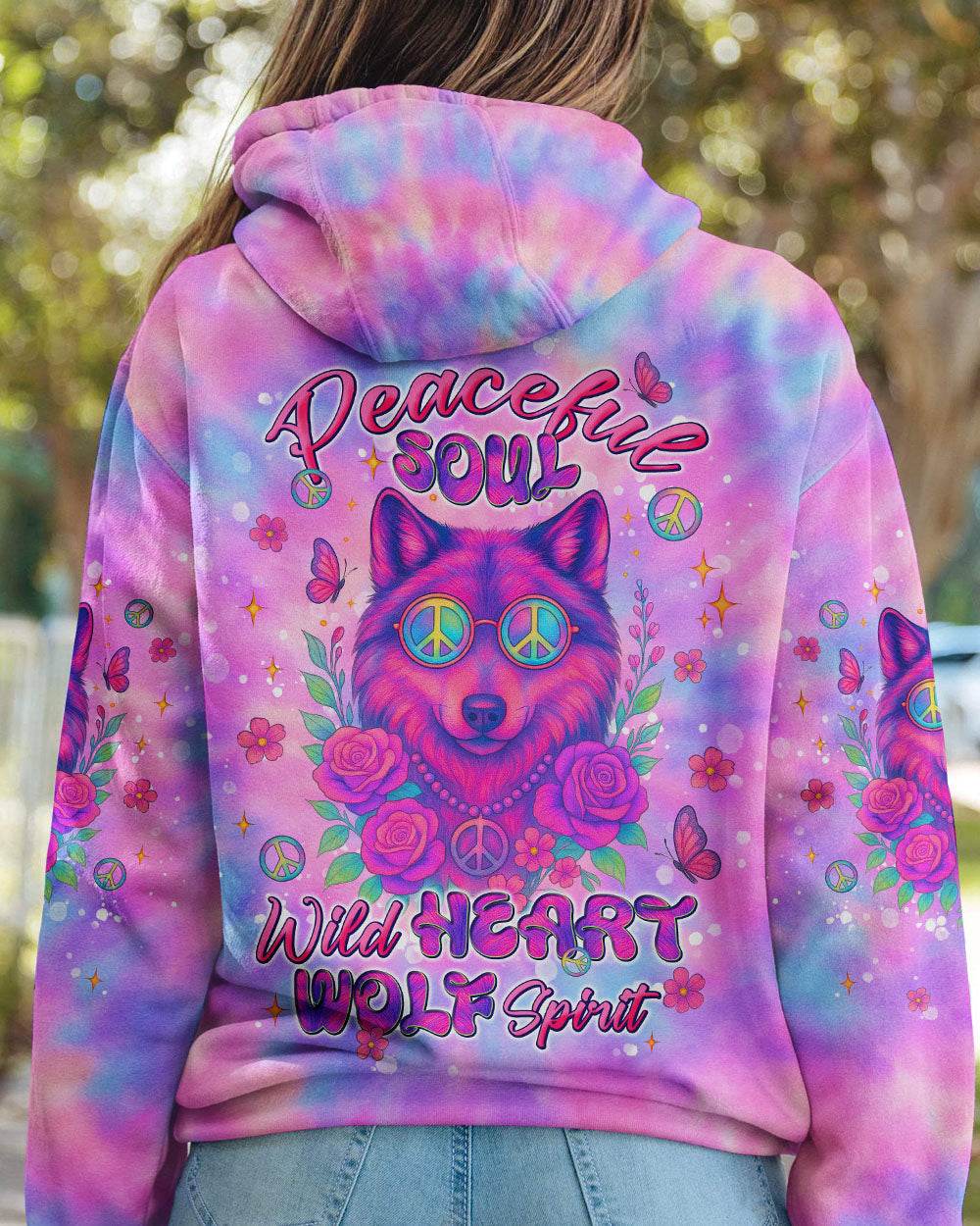 PEACEFUL SOUL WILD HEART WOLF SPIRIT TIE DYE ALL OVER PRINT - TLNT2306252