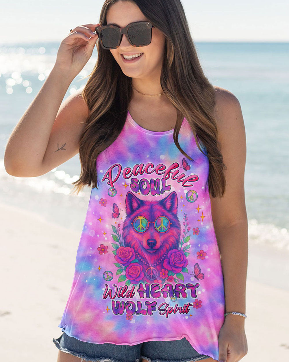 PEACEFUL SOUL WILD HEART WOLF SPIRIT TIE DYE ALL OVER PRINT - TLNT2306252
