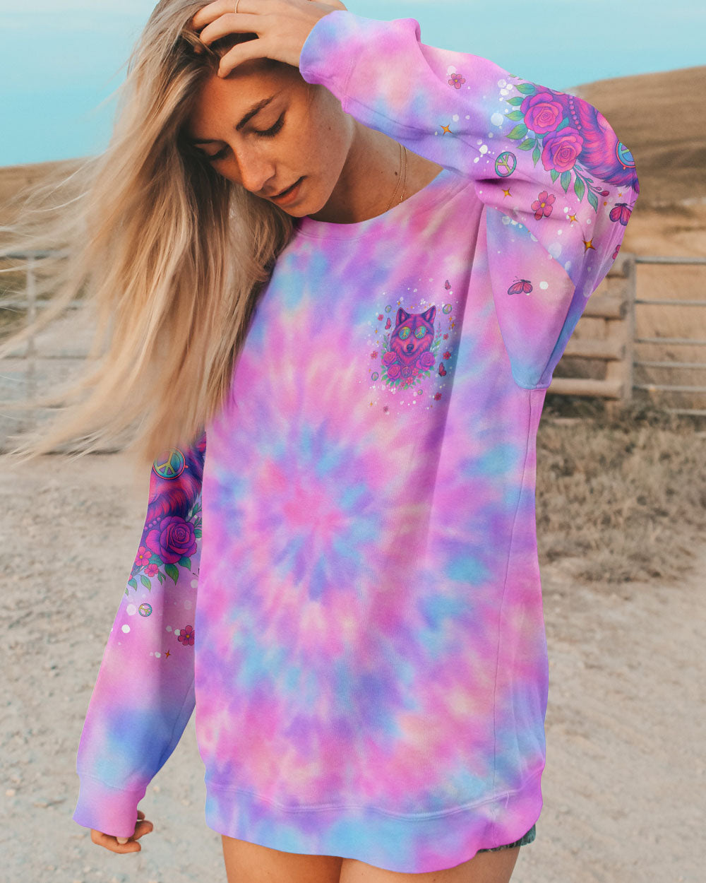 PEACEFUL SOUL WILD HEART WOLF SPIRIT TIE DYE ALL OVER PRINT - TLNT2306252
