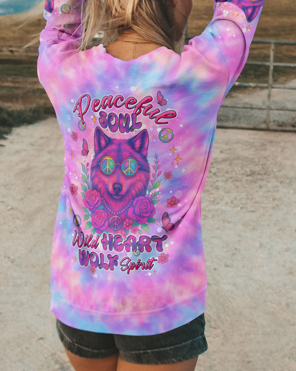PEACEFUL SOUL WILD HEART WOLF SPIRIT TIE DYE ALL OVER PRINT - TLNT2306252