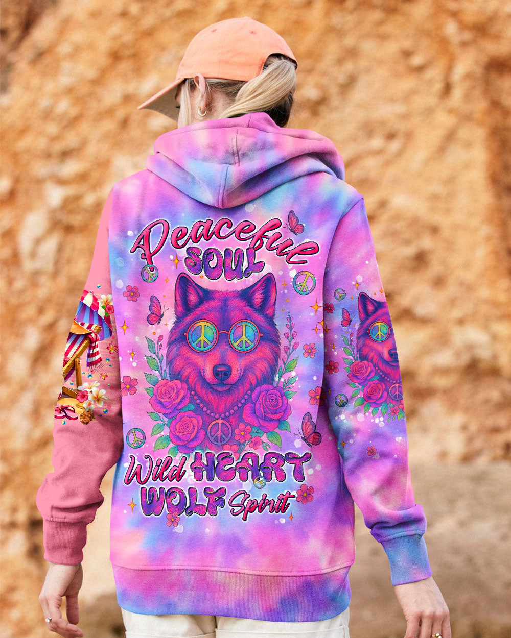 PEACEFUL SOUL WILD HEART WOLF SPIRIT TIE DYE ALL OVER PRINT - TLNT2306252
