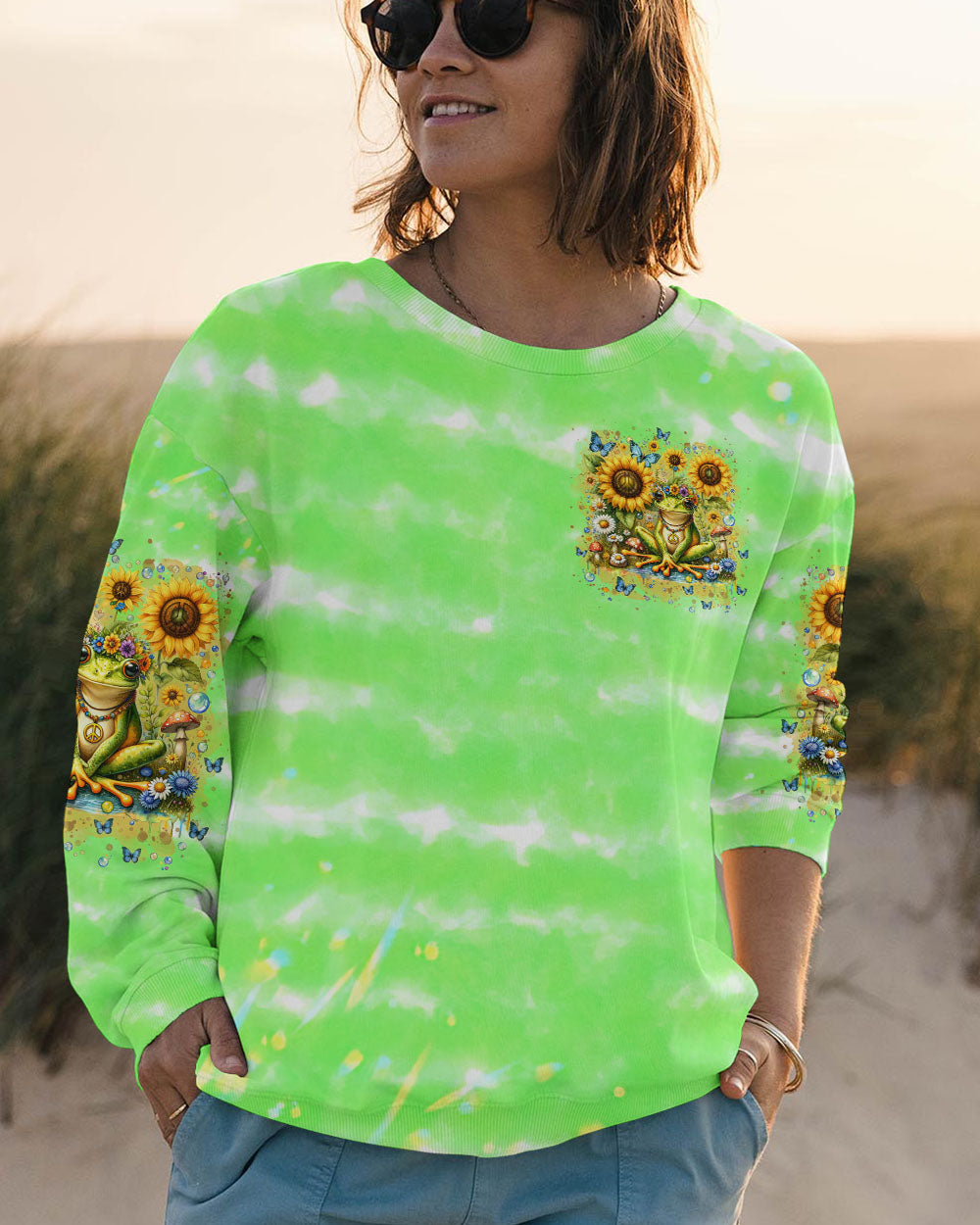 HIPPIE SOUL FROG SUNFLOWER ALL OVER PRINT - TLNT2401242