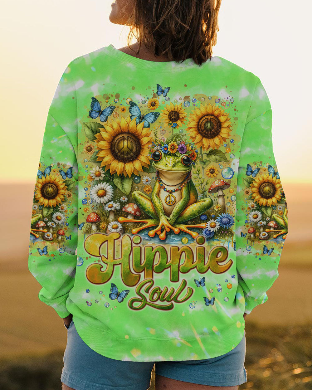 HIPPIE SOUL FROG SUNFLOWER ALL OVER PRINT - TLNT2401242
