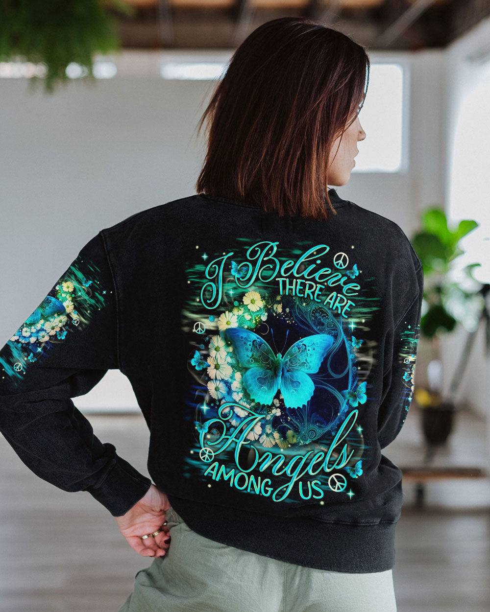 I BELIEVE THERE ARE ANGELS AMONG US BUTTERFLY ALL OVER PRINT - TLNT2402253