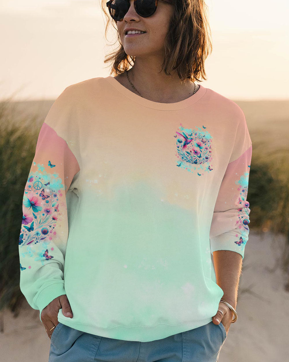 JUST BREATHE HUMMINGBIRD ALL OVER PRINT - TLNT2404241