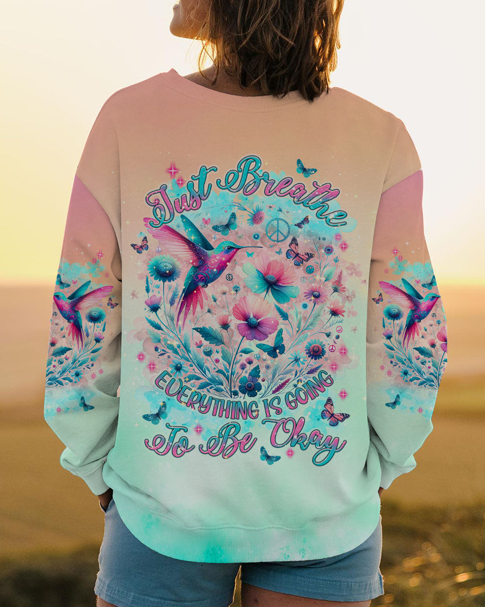 JUST BREATHE HUMMINGBIRD ALL OVER PRINT - TLNT2404241