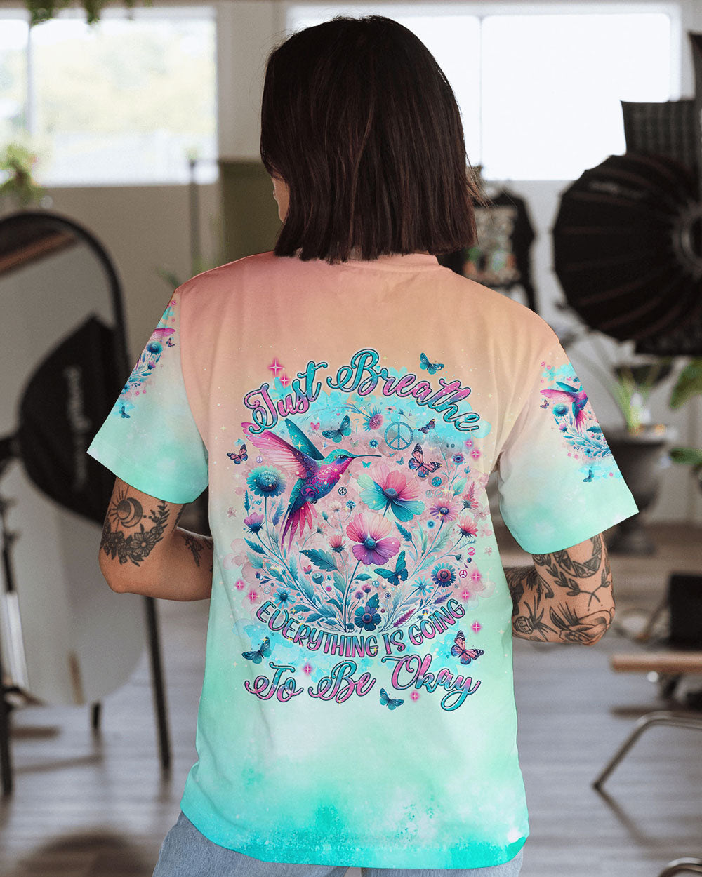 JUST BREATHE HUMMINGBIRD ALL OVER PRINT - TLNT2404241